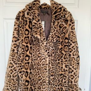 🐆ANTHROPOLOGIE BRAND NEW LEOPARD FURRY COAT